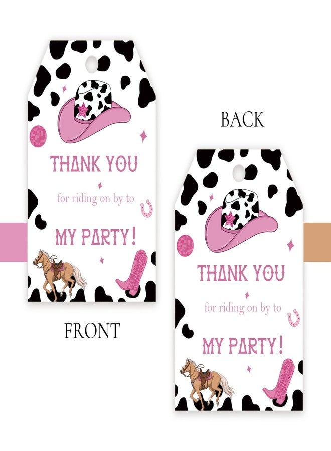 FORSHEEP 50pcs Cowgirl Thank You Tags, Cowgirl Gift Tag with String for Western Party, Little Cowgirl Themded Thank You Paper Tags for Girl Birthday Party Favors - Image 4